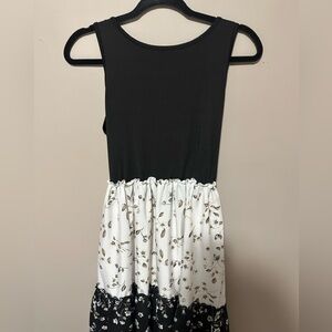Black Tank-Top Dress with Black & White Floral Tiered Skirt
